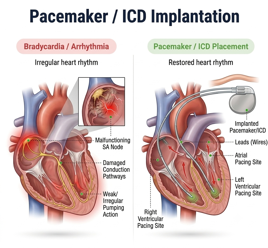 Pacemaker / ICD Implantation — anatomy diagram